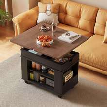 实木折叠茶几茶桌可升降小户型客厅家用沙发边柜可移动小推车边几