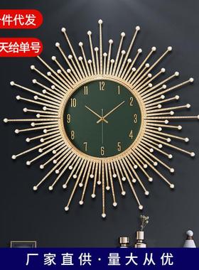 轻奢镀金挂钟现代简约装饰表玄关家用金属时钟21001 21002 21004