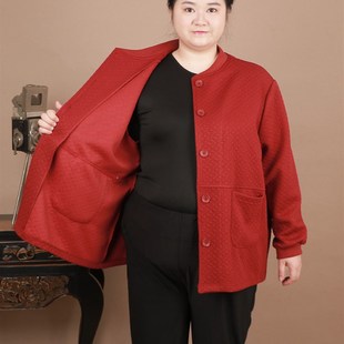 奶奶纽扣外套240斤加肥加大中老年人休闲夹克单件百搭春秋装 上衣