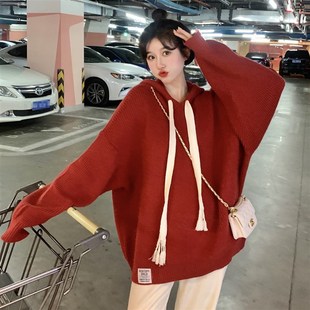 秋冬季加厚圣诞红色毛衣女韩版宽松慵懒风洋气减龄显瘦针织衫外套