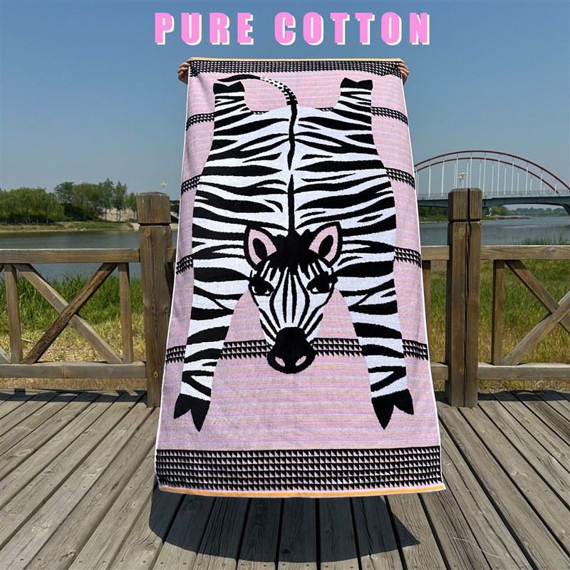 外贸超大90*180cm浴巾纯棉大人男款女提花割绒沙滩巾2024新款全棉