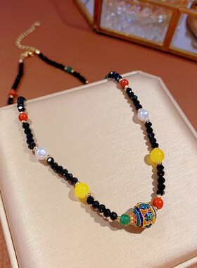 新中式串珠拼接项链女气质复古百搭高级感锁骨链小众设计配饰品潮