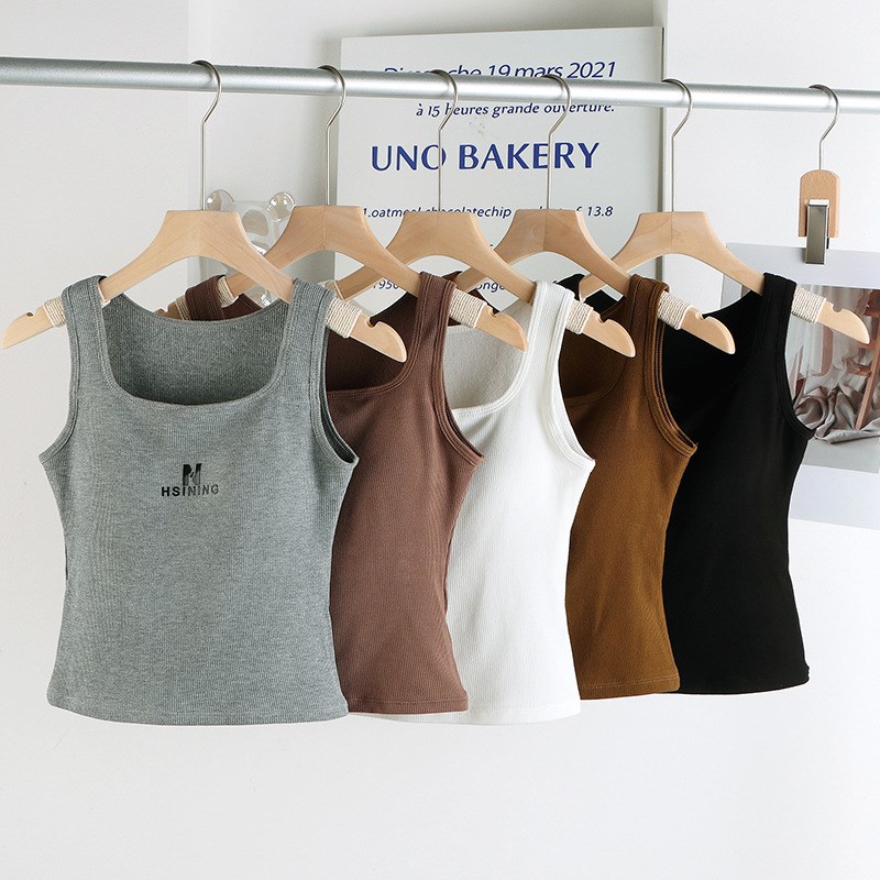 秋冬无痕德绒保暖背心女固定杯发热保暖内衣双面磨毛打底方领上衣