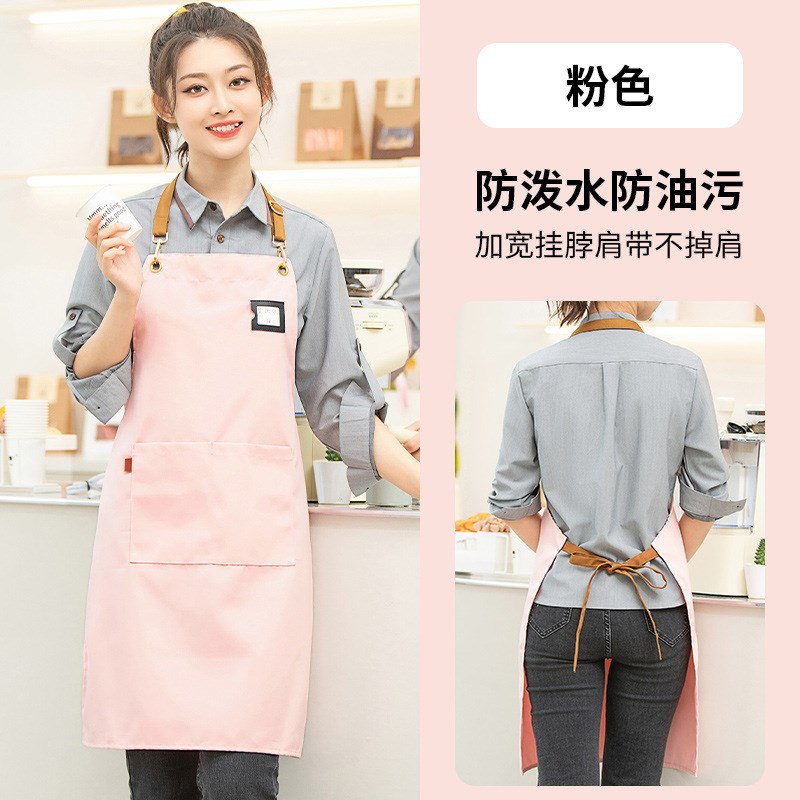 帆布围裙餐饮厨房做饭防水防油污渍新款成人工作服男女围裙可