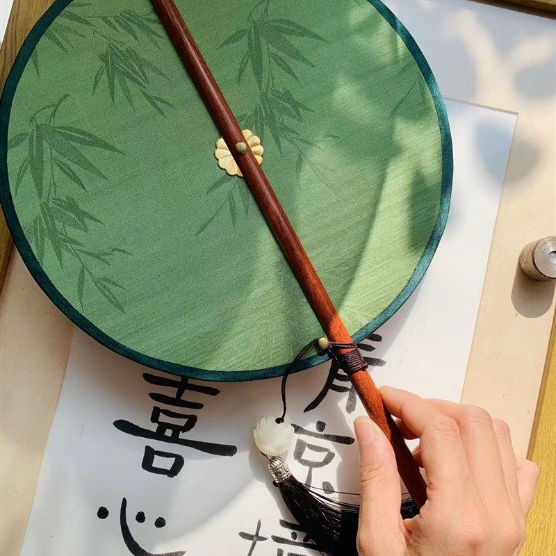 荷塘月韵古扇斋 可卷可折叠腰扇 竹面  国风礼品  红檀杆子,居家日用,扇子,淘宝优惠券,粉丝福利购,淘宝优惠卷