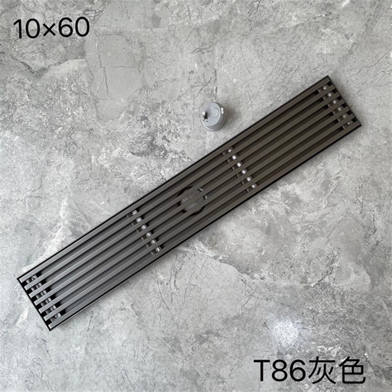 枪灰色304不锈钢10x60地漏防臭封口盖卫生间浴室洗衣机下水道长条