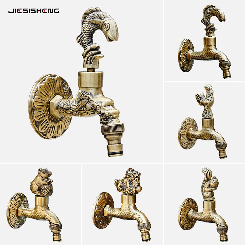 仿古全铜四分洗衣机水龙头户外家用阳台拖把池快开单冷水龙头
