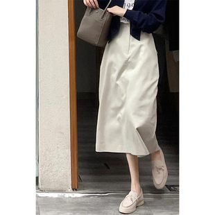 韩系温柔风小个子设计感开衩半身裙女夏季 垂感高级气质直筒包臀裙