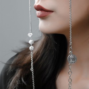 时尚 饰链 925银链条眼镜链挂脖女银色眼睛链条眼镜挂绳珍珠眼睛装