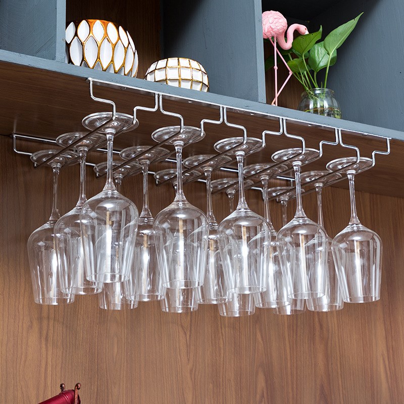 酒杯架倒挂收纳架沥水挂架高脚杯架悬挂式红酒架不锈钢红酒杯架子