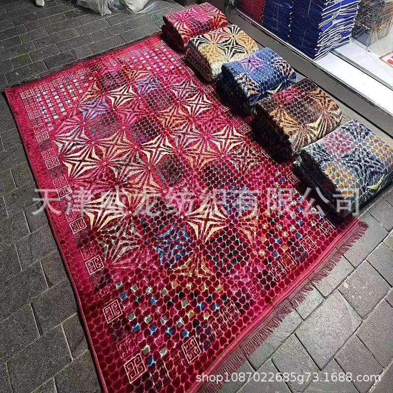 跨境厂家200*300cm拉舍尔流苏压花客厅地毯中东印花压花毯地毯