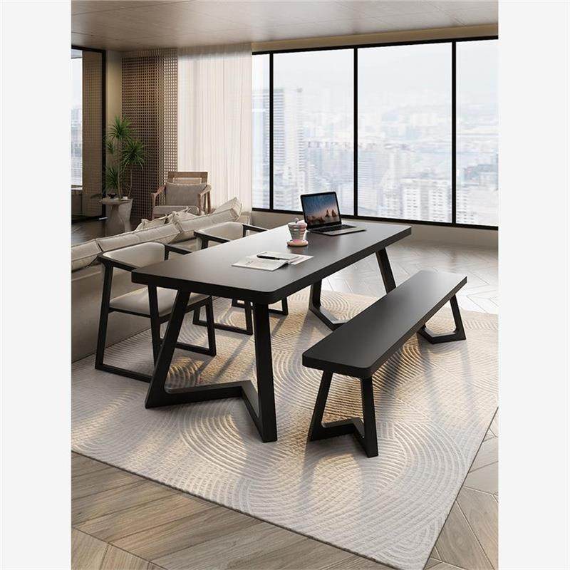 全实木碳化书桌现代简约去客厅化家用多人学习桌长条书法桌写字桌