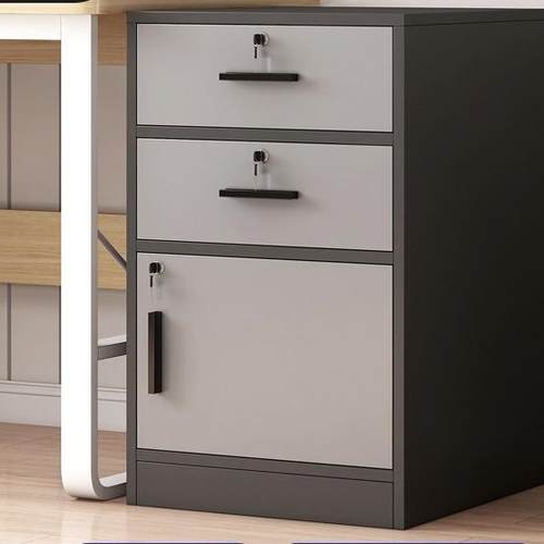 文件柜办公室桌下收纳柜带锁矮柜抽屉柜木质边柜储物柜落地小柜子