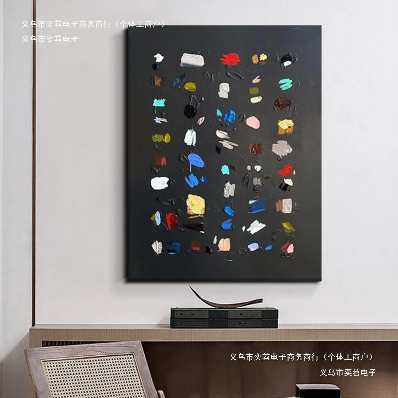 黑色丙烯画大幅大芬村客厅纯手绘油画艺术挂画抽象装饰画玄关