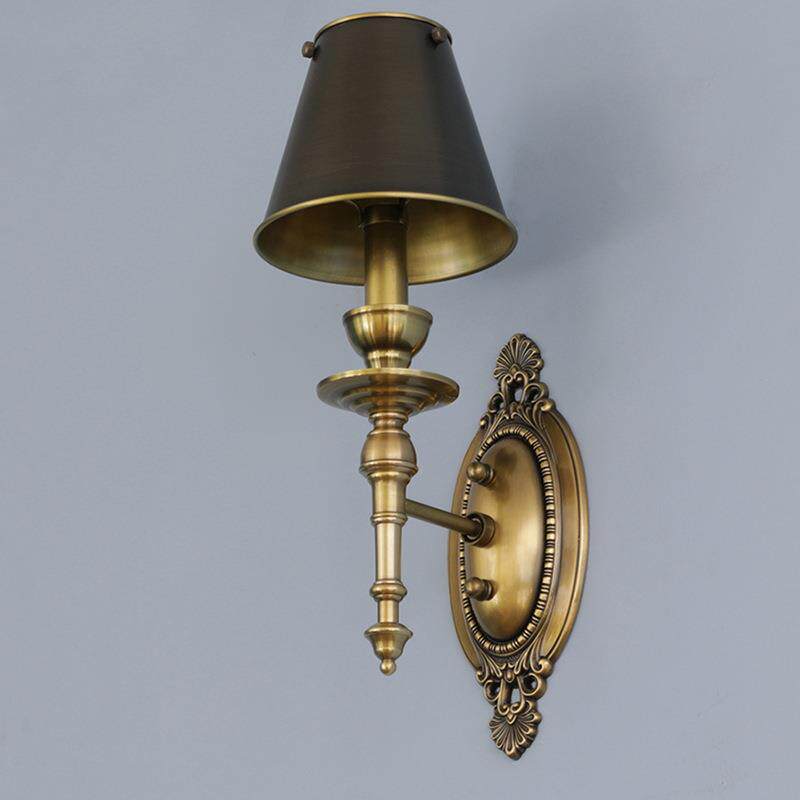 美式乡村全铜壁灯复古客厅卧室床头阳台过道玄关纯铜单头双头壁灯