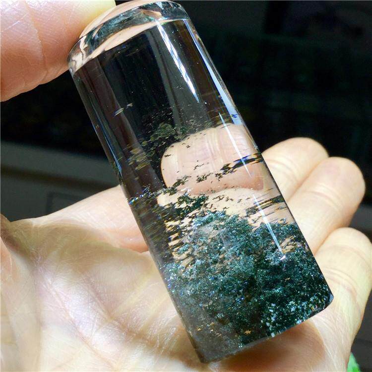 东海水晶 天然绿幽聚宝盆印章章料把玩件手把件