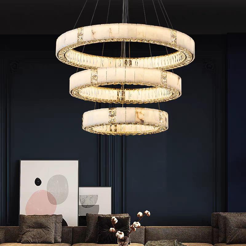 现代简约复式楼大吊灯别墅楼中楼挑空客厅吊灯loft公寓水晶楼梯灯