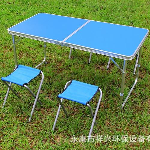 简易便携式长桌配套桌椅户外双杆折叠铝桌子手提摆摊桌子厂家