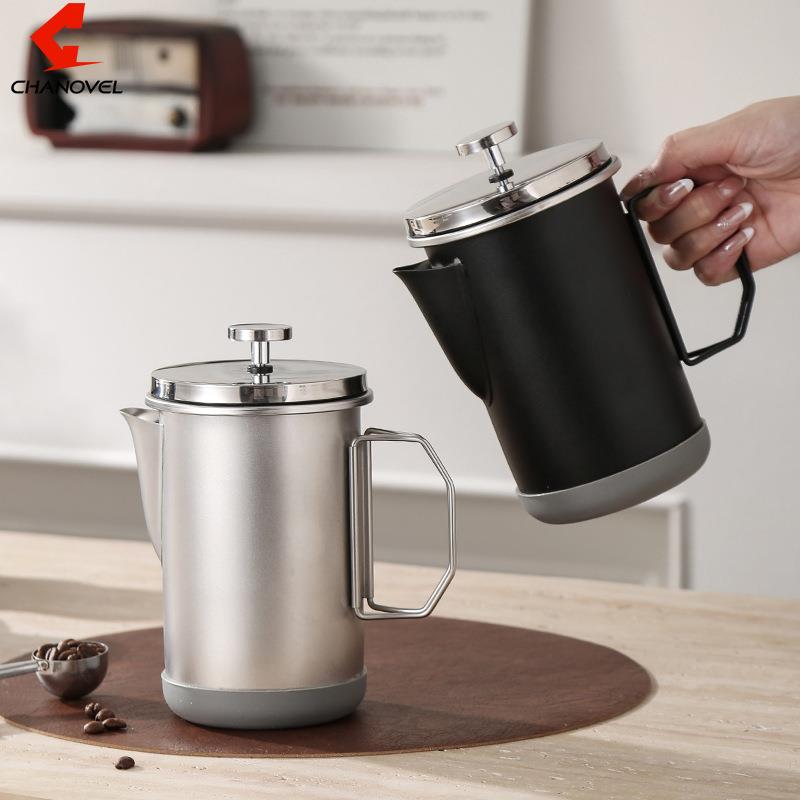 户外折叠法压壶304不锈钢露营手冲咖啡壶 法式滤压壶打奶泡冲茶器