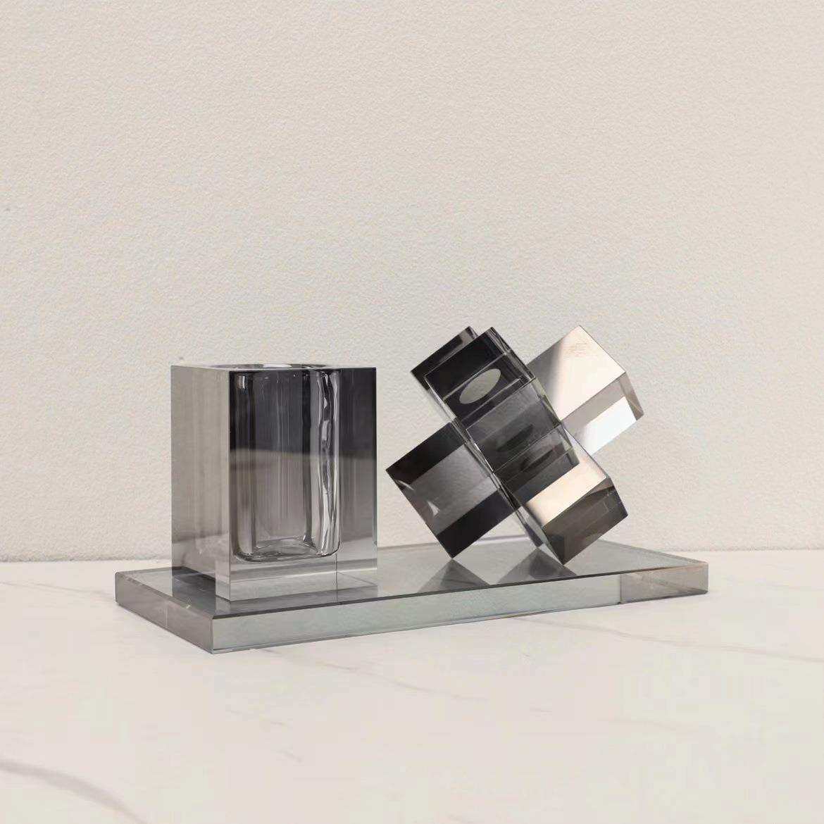 现代简约创意水晶笔筒摆件办公室书房书桌餐厅卧室玄关家居装饰品,农机/农具/农膜,其它农用工具,淘宝优惠券,粉丝福利购,淘宝优惠卷