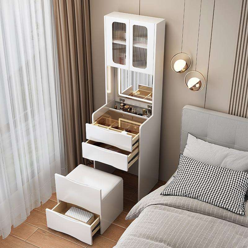床头柜梳妆台一体化妆台卧室小户型收纳斗柜加高柜翻盖镜子化妆桌