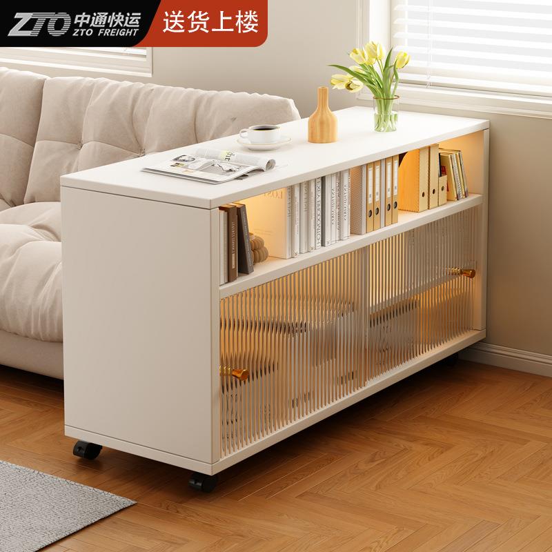 收纳柜沙发边储物柜家用小书架小户型带轮移动书柜客厅边柜置物架