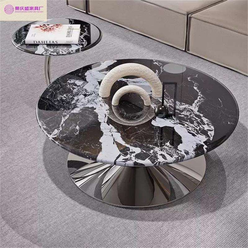 2025新款茶几家用飞碟圆形茶几意式简约小户型客厅现代轻奢不锈钢