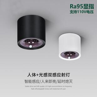 三知人体感应感应射灯明装筒灯免开孔走廊玄关led天花灯光控智能