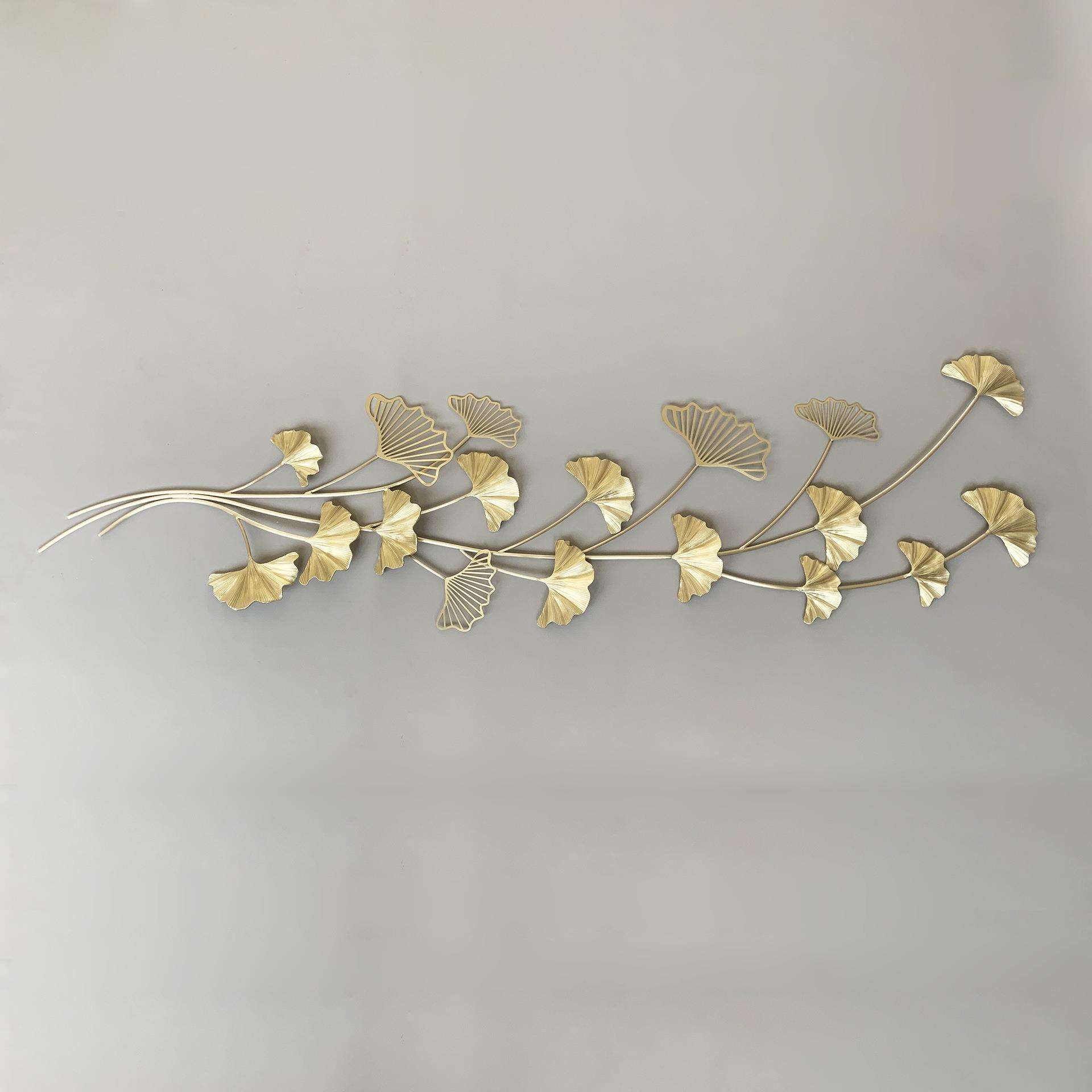 现代简约纯手工全铜客厅壁挂纯铜铸造银杏叶别墅酒店设计师款壁饰