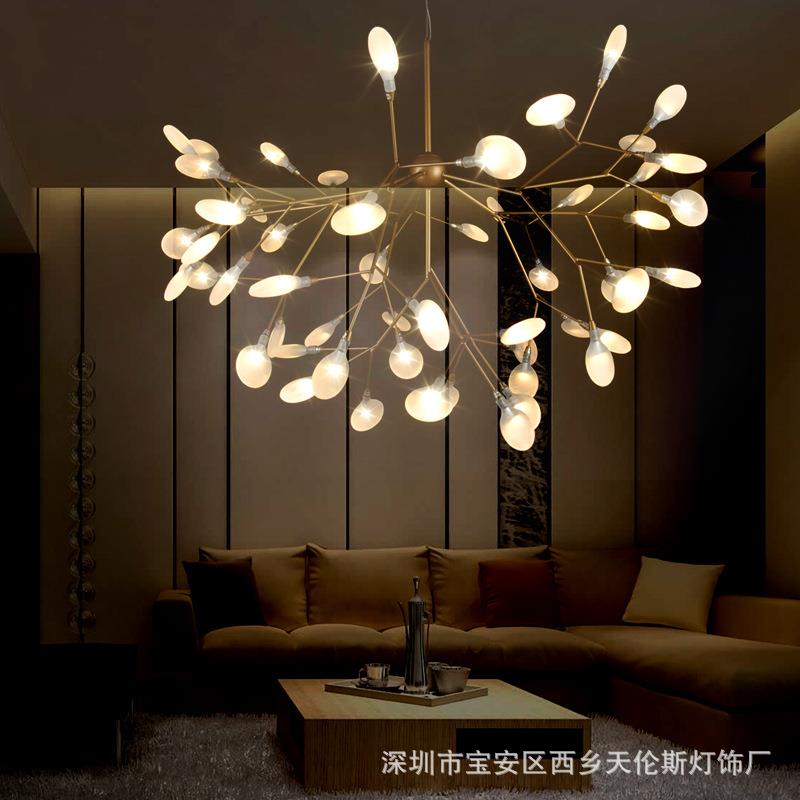 萤火虫灯后现代简约吊灯 北欧个性创意树杈led吊灯橄榄枝吊灯灯具