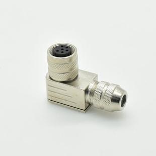 M16 C091弯形90度航空插头6芯公母接头 6P母弯头防水连接器