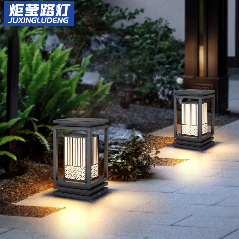 新中式草坪灯花园别墅室外庭院接电不锈钢院子户外防水草地灯led