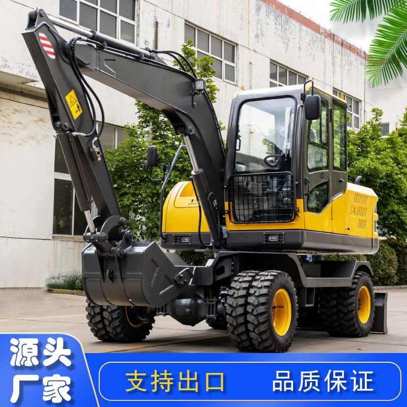 HT80轮式挖掘机 工程施工建筑工地施工土方工程8吨轮胎式挖掘机