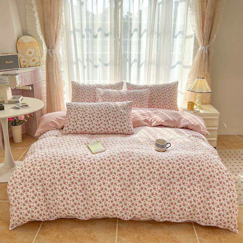 针织棉床上四件套加厚双层纱春秋床单被套学生宿舍三件套