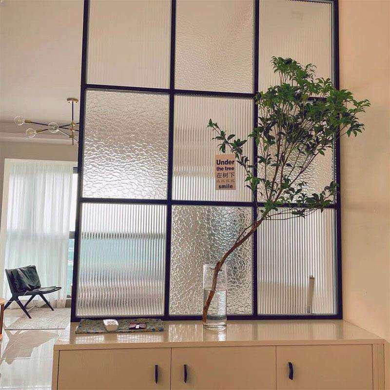 屏风玻璃遮挡洗漱台客厅卫生间隔断半墙入户餐玄关装饰不锈钢