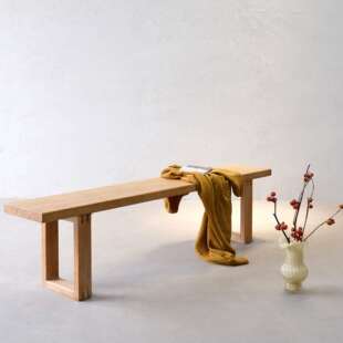 中古风实木长条凳白腊木拉丝做旧长板凳莫比恩款茶桌长凳