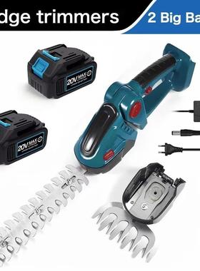 2合1绿篱机20000RPM蓝色手持式家用灌木除草修剪割草机花园工具