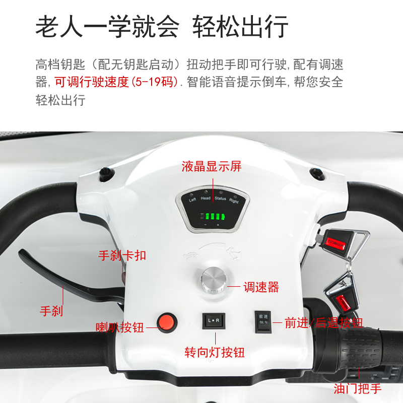 小巴士E800老年代步车电动四轮车新款家用接P送孩子观光老人车带