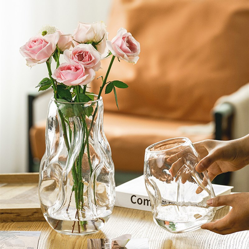 网红高级感不规则花瓶玻璃透明水培插花玫瑰百合T客厅餐桌艺术摆