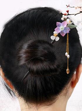 古风木簪流苏步摇发簪子仿黑檀木头饰盘发汉服配饰古装发钗挽发女