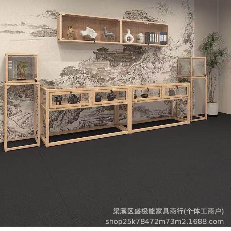 SJN中式实木珠宝展示柜首饰柜台玉器陈列柜文玩壁柜货架中岛展柜