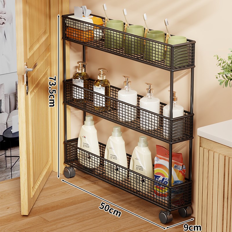 门后卫生间夹缝收纳柜超薄极窄置物架浴室L缝隙窄柜整理架落地带