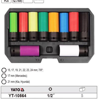 易尔拓轮胎套筒大飞风炮重型气动套筒1/2寸电动扳手套筒 YT-10564