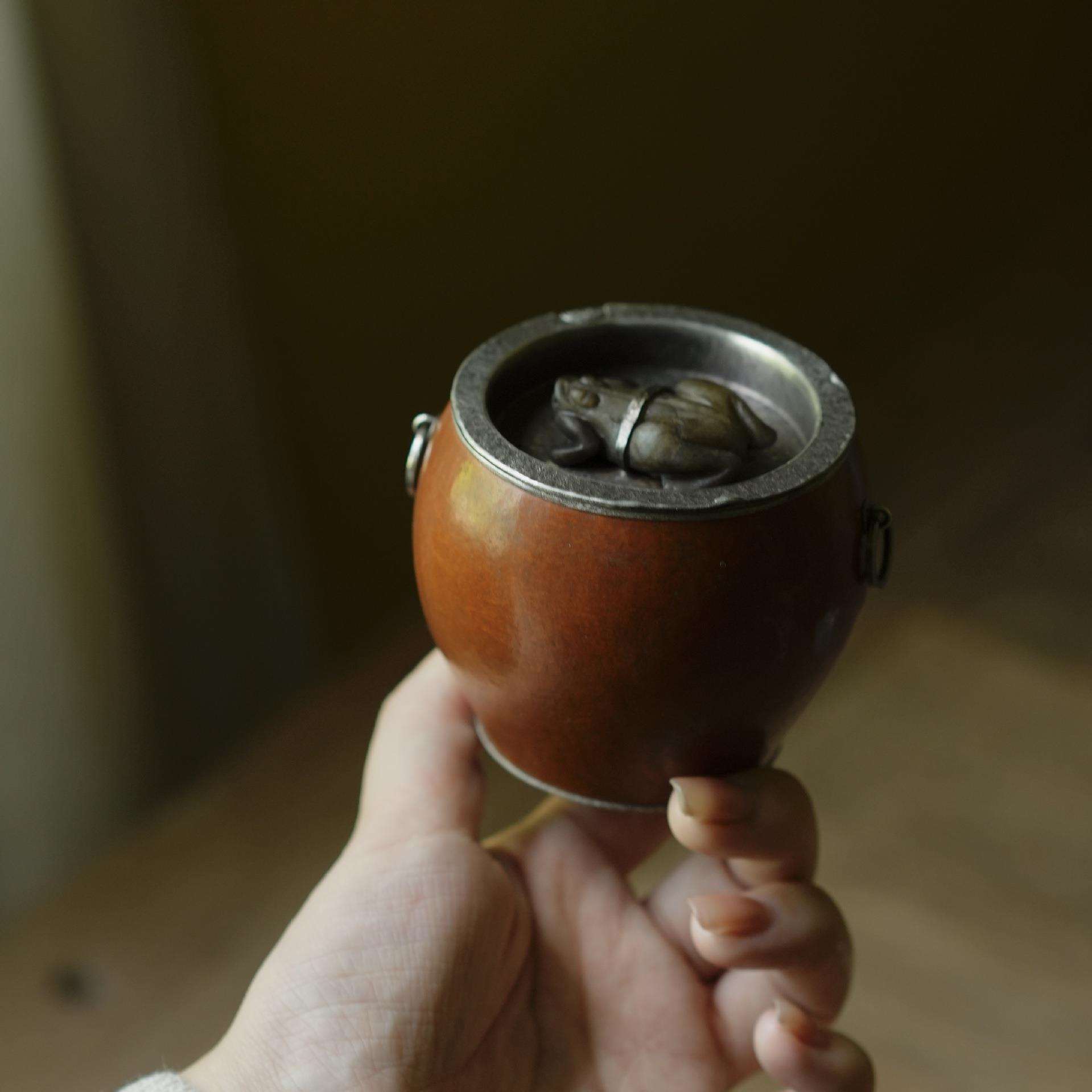 老葫芦纯锡小建水 茶洗 茶水碗 水盂 茶道零配用具 复古文玩