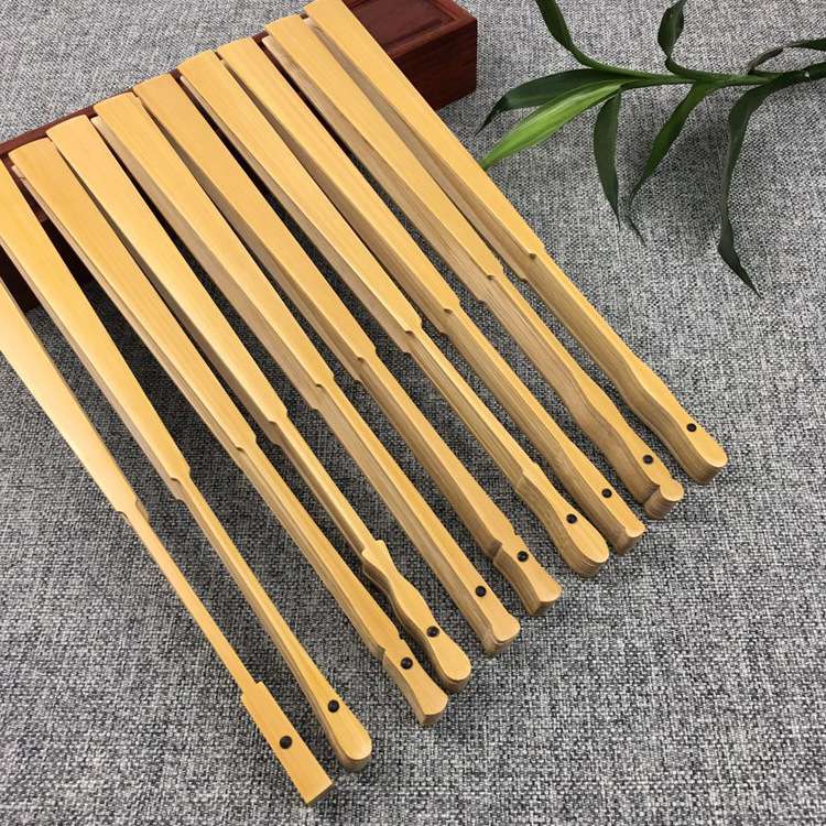 9.5寸水磨玉竹带 头型套装 空白扇面苏工扇面文玩书画折扇