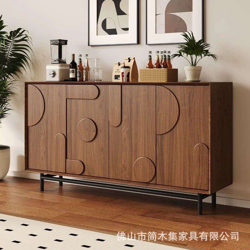 中古风烤漆餐边柜实木入户玄关柜现代简约储物柜靠墙装饰柜茶水柜