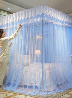 CB#加粗不锈钢支架三开门帐纱落地式宫廷1.51.8米床双人单人