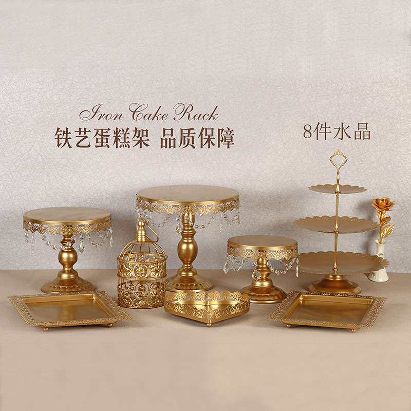 跨境 热卖欧式三层铁艺蛋糕架 婚庆水果篮架点心架蛋糕塔