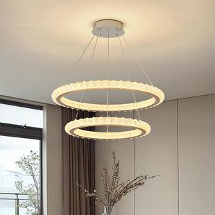 现代轻奢水晶灯公寓楼梯吊灯客厅灯简约大气圆环高端卧室餐厅吊灯