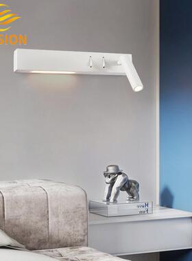 家居室内白色壁灯北欧简约酒店工程双开关LED壁灯可350旋转阅读灯